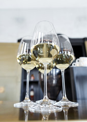 Wine glasses at the bar