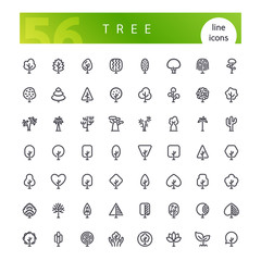 Set of 56 tree line icons suitable for web, infographics and apps. Isolated on white background. Clipping paths included.