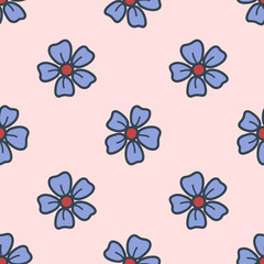 Fototapeta na wymiar Seamless pattern with field flowers drawn in the style of hand drawn. Colorful illustration. Vector EPS10.