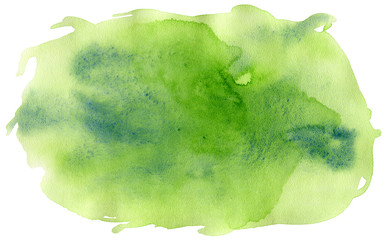 Watercolor green blot isolated on white background