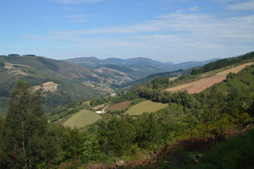 Obraz premium Magnificent Views Of The Mountains Of Galicia Delimiting With Asturias In Rebedul. Nature, Architecture, History, Street Photography. August 24, 2014. Rebedul, Lugo, Galicia, Spain.
