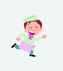 Chef running smiling.