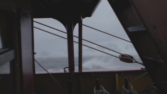 Sailing Antarctica Stormy Sea Waves and Wind