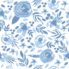 Dusty Blue Watercolor Seamless Pattern