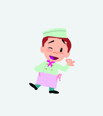 Chef doing the OK sign with his hand.