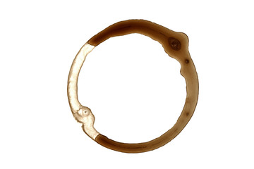 Coffee stain on white background.