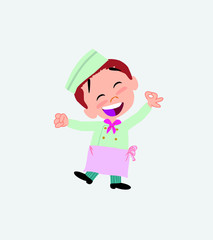 Chef exulting in happiness
