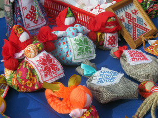 Ulan-Ude, Russia, March 10, 2019: the celebration of the Maslenitsa Shrovetide in the city. Traditional dolls