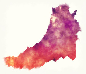 Ceredigion watercolor principal area map of Wales