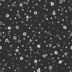 Fototapeta na wymiar Flat Cartoon Tiny wild flowers on stripped background seamless vintage pattern isolated