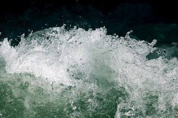 Splashes of water from the waves in the sea