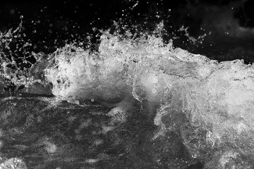 Splashes of water from the waves in the sea