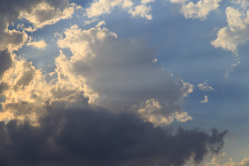 Clouds after rain before sunset as a background