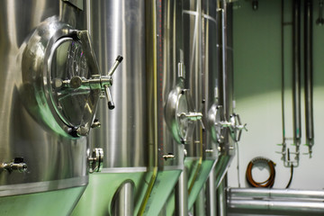 Small beer fermentation tank in temperature control room