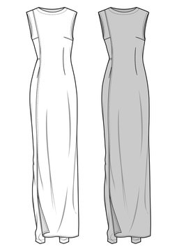 DRESS fashion flat sketch template