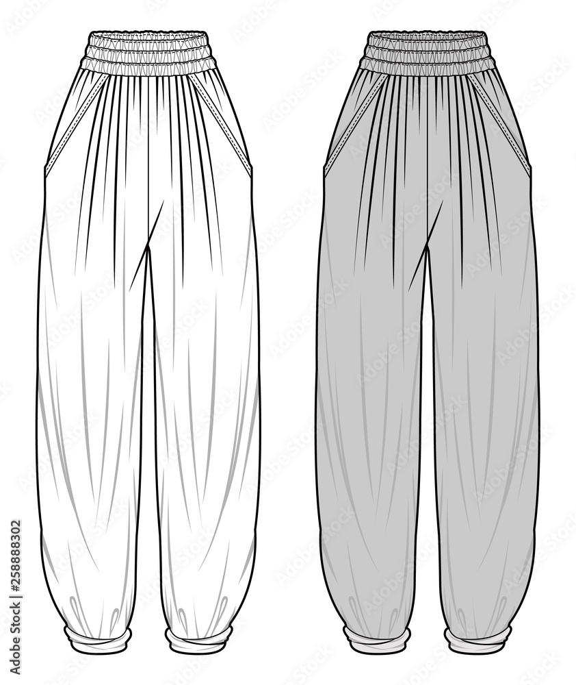 Canvas Prints PANTS fashion flat sketch template