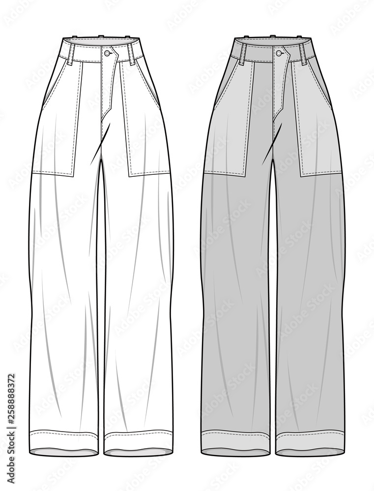 Sticker PANTS fashion flat sketch template