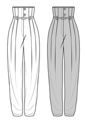 PANTS fashion flat sketch template