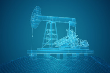 oil derrick. vector 3d object. mining of minerals.