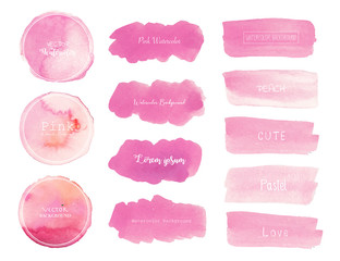 Pink watercolor background, Pastel watercolor logo, Vector illustration. © OneyWhyStudio