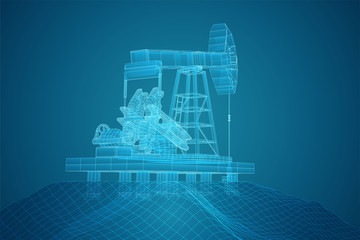 oil derrick. vector 3d object. mining of minerals.