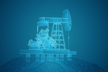 oil derrick. vector 3d object. mining of minerals.
