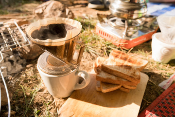 Drip Coffee and Toast for Hikers.