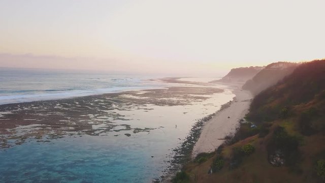 Beautiful View of a deserted beach during Sunset in the south of Bali, Indonesia