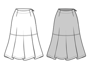 SKIRT fashion flat sketch template
