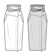 SKIRT fashion flat sketch template