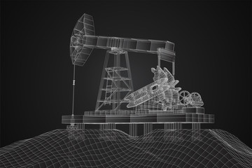 oil derrick. vector 3d object. mining of minerals.
