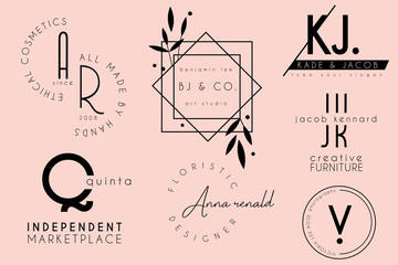 elegant clean minimal feminine logo template design collection
