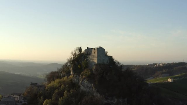 Aerial view of Canossa castle
