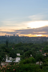 Beautiful landscape view at sunset time of the city of Sao Paulo in Brazil, The shot is from Sunset square or in portuguese 