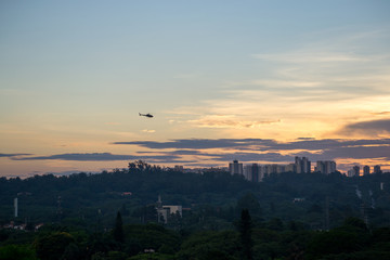 Beautiful landscape view at sunset time of the city of Sao Paulo in Brazil, The shot is from Sunset square or in portuguese 