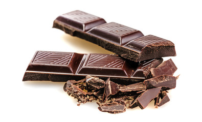 Broken bar chunks of dark chocolate
