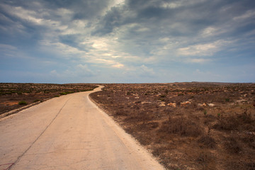 Road in the Lampedusa countryside
