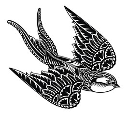 Fototapeta na wymiar Swallow logo. Isolated decorated swallow