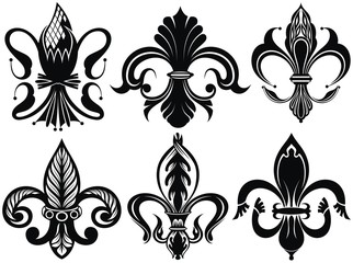 Vector illustration lily flower heraldic emblem. Royal fleur-de-lis