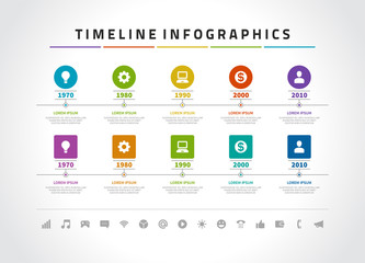 Timeline infographics and icons vector design template.