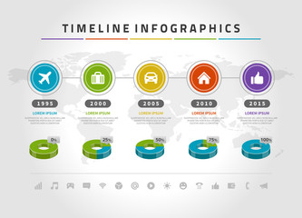 Timeline infographics and icons vector design template.