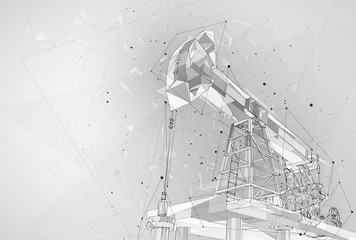 oil derrick. vector 3d object. mining of minerals. abstract explosion of particles.