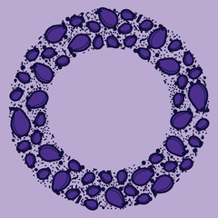 Plum vector circle pattern. Funny doodle healthy food on a light background
