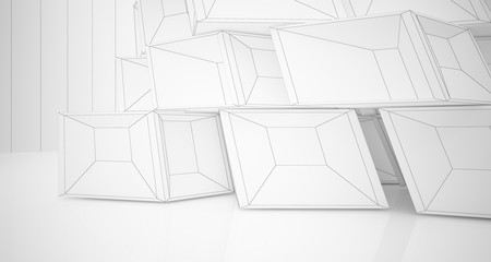 Abstract drawing white interior  with window. 3D illustration and rendering.