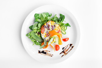 vegetarian salad on white background