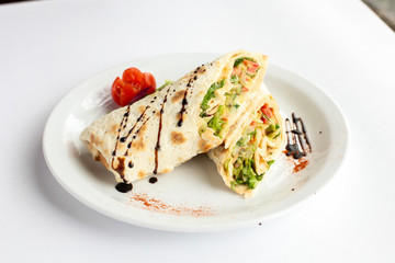 veggie roll on white plate