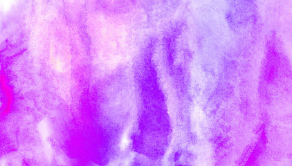 Gentle pink and soft purple watercolor brush drawn background. Smooth grungy light pastel colors ink glow aquarelle smudge illustration. Paper textured pattern for vintage design, retro card template