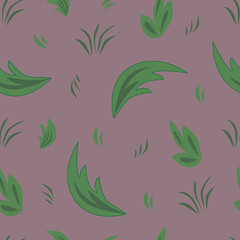 Vector seamless pattern with green abstract leaves.