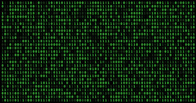 Digital binary code background. Loop animation, 4k.