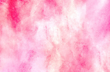 Bright romantic aquarelle painted subtle pink watercolor canvas for design, invitation card, vintage template. Ink effect light magenta color shades gradient illustration on textured paper background